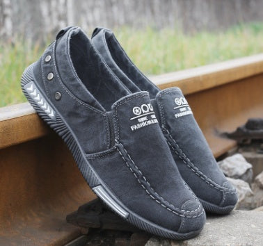 Summer new men's canvas shoes a pedal breathable lazy shoes men low to help the old Beijing cloth shoes spring casual shoes (Available)