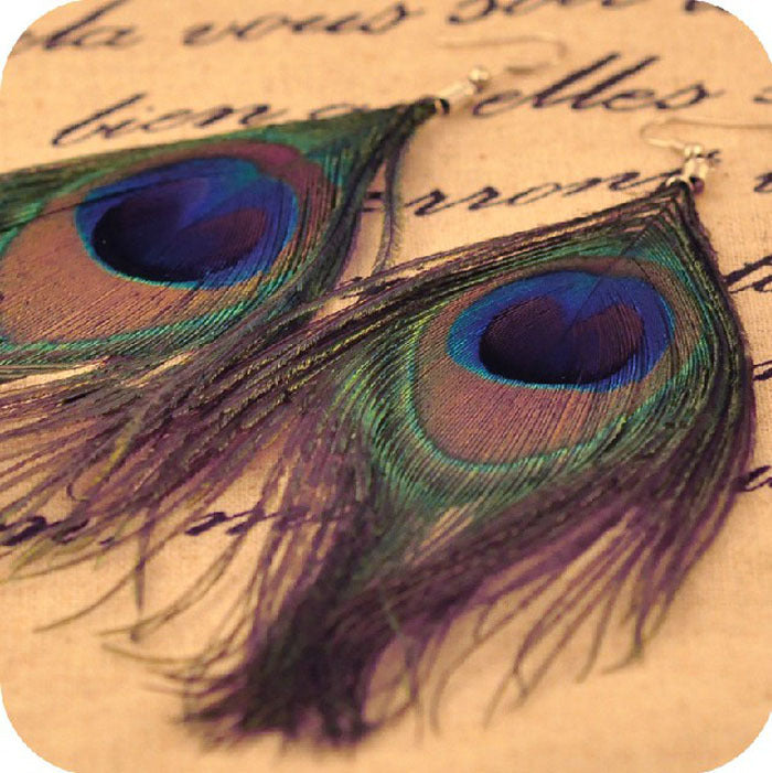 New Fashion Jewelry Earrings For Women Boho Charming Earring Simple Peacock Feather Vintage Luxury Long Dangle Earrings Cut (Available)