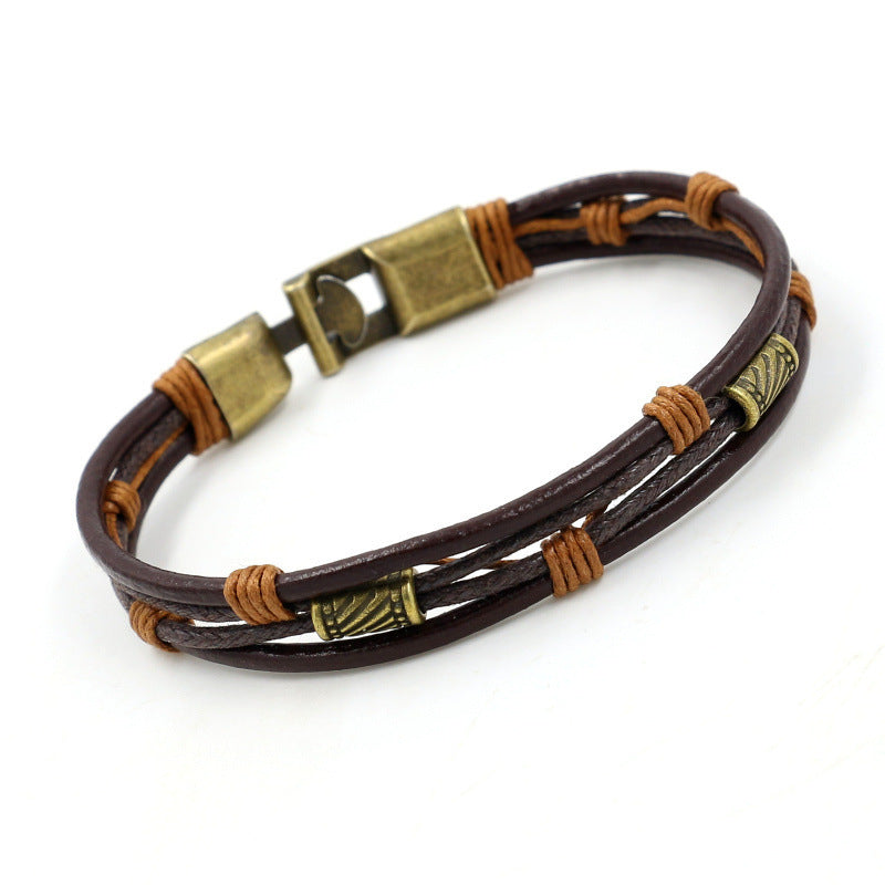 Retro Men's Braided Leather Bracelet (Available)