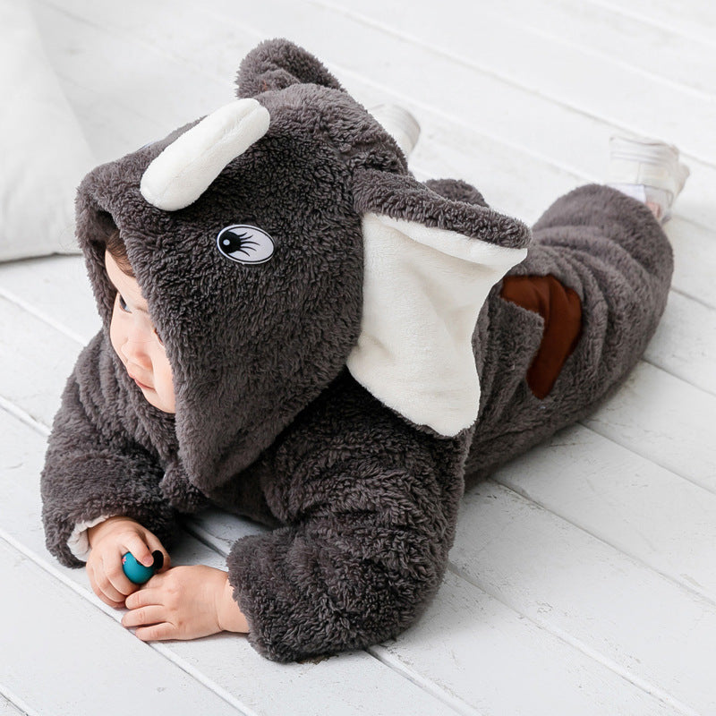Baby Winter romper clothes Cartoon animals cute baby warm romper (Available)