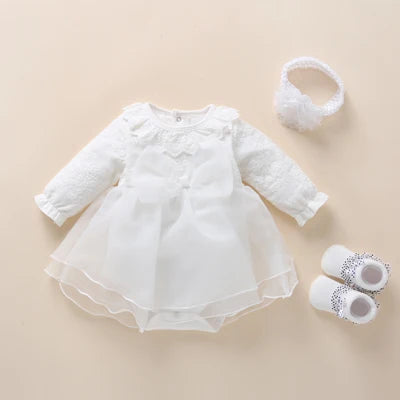 Newborn Baby Girl Dress Baptism Dress White Christening Clothes For Baby Girl Lace Vestido Bebe Robe Bapteme 3 6 9 Months