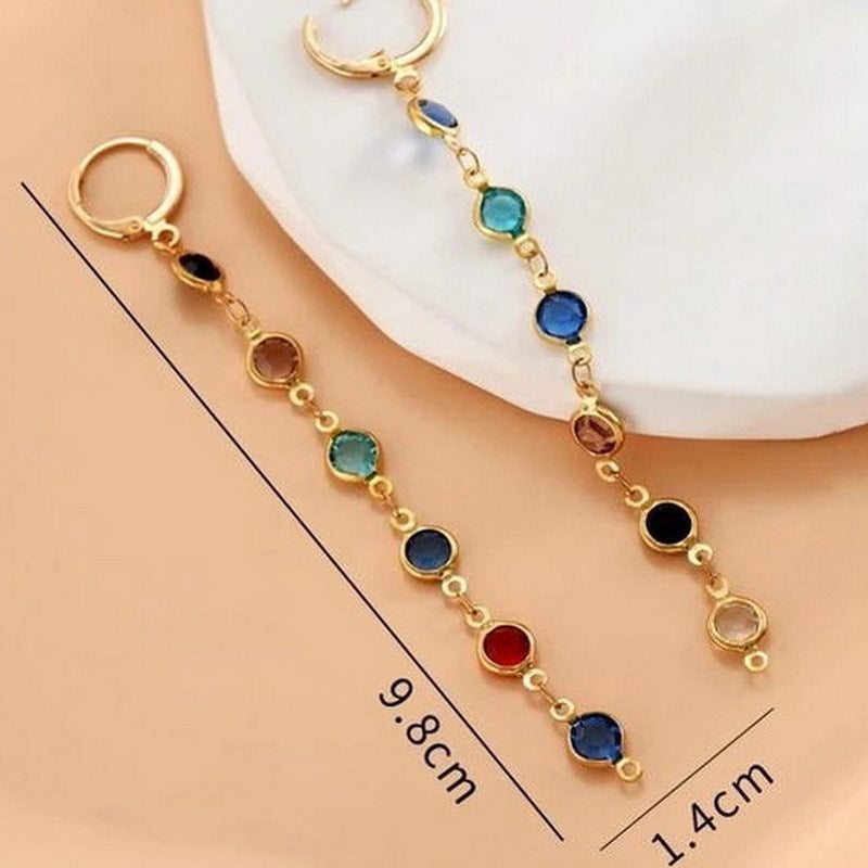 Geometric Round Colorful Crystals Beaded Earrings (Available)