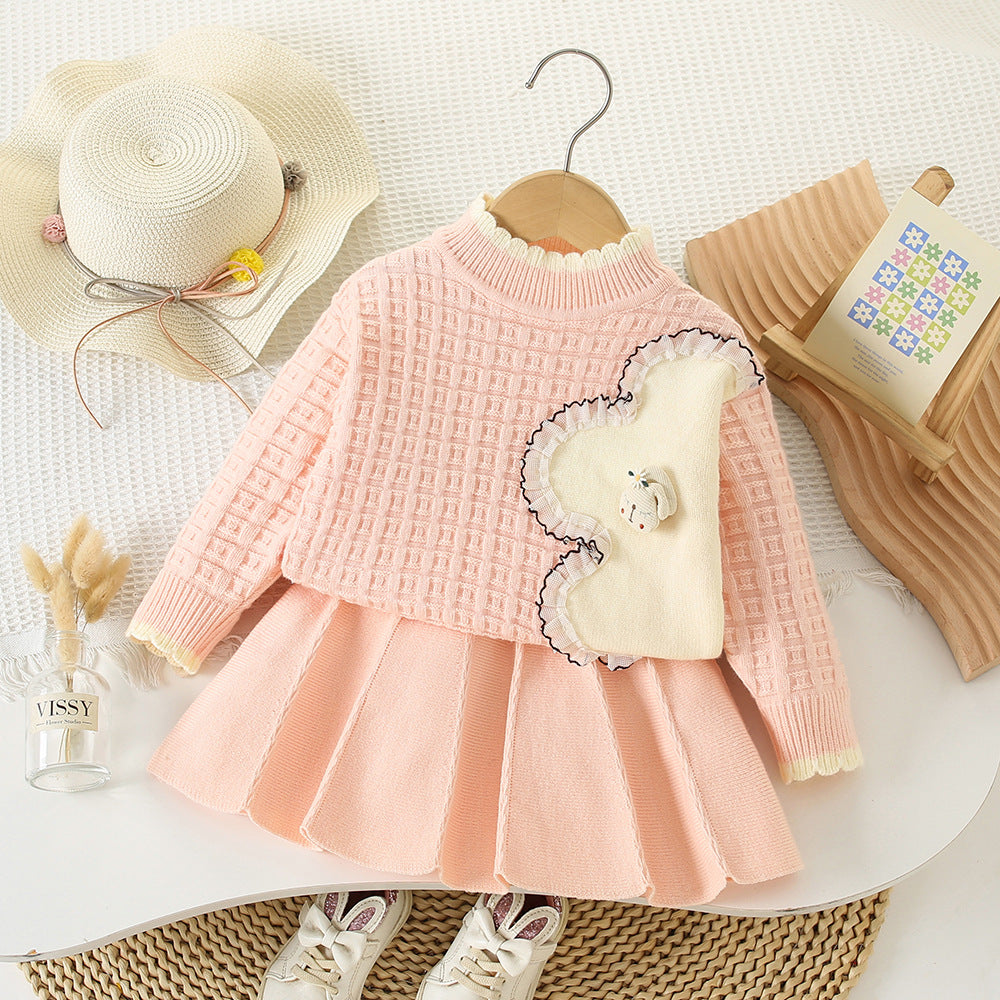New winter children's sweater skirt small knit (Available)