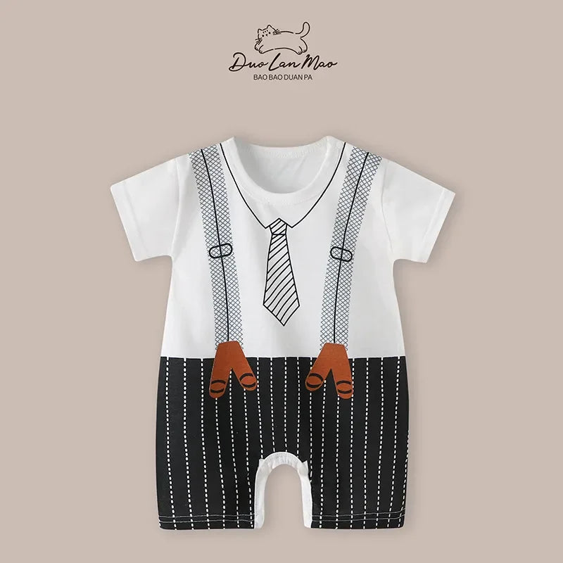 0-2 Years Baby Boys Summer Thin Cartoon Rompers Baby Girls Short Sleeve Bodysuit Newborn Infants Jumpsuit New Costume