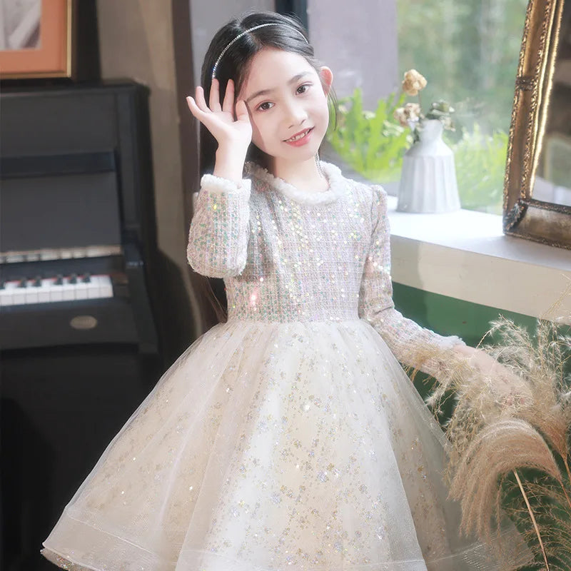 Girl's Dress Entry Lux Elegant Princess Dress Host Piano Playing Flower Girl Bubble Skirt