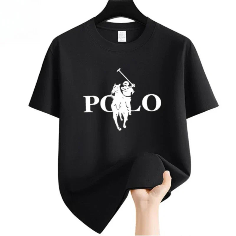 Men's Summer Fashion Brand Clothing Casual Business Shorts Loose Sleeve Versatile Round Neck T-Shirt Breathable T-Shirt (Available)