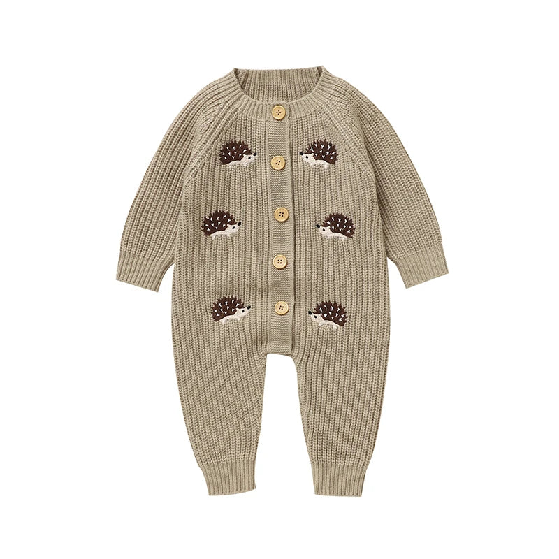 Newborn Clothes Outfits Autumn Winter Baby Boy Girl Long Sleeve Knitted Rompers Jumpsuits Cute Hedgehog Infant Outwear Playsuits
