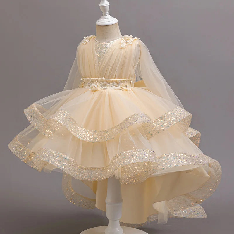 Tailing Dresses For Flower Girls Party Princess Purple Dress Kids Girl Dresses For Wedding Birthday Ceremony