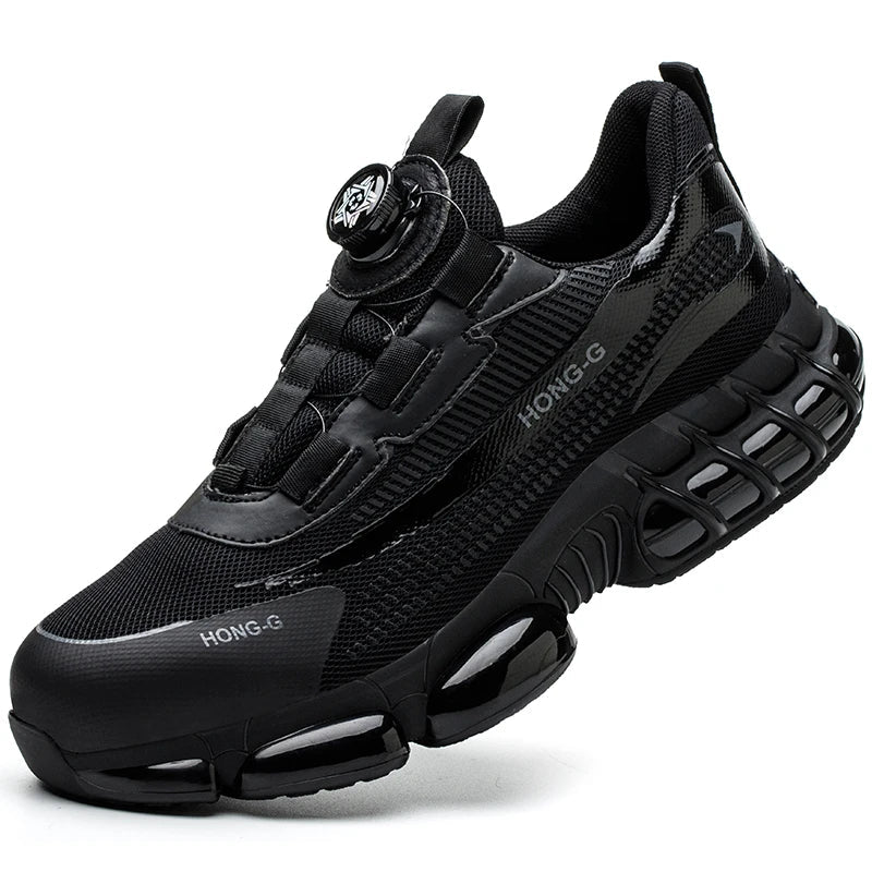 Men's Work Shoes Rotary Buckle Work Sneakers Protective Shoes Safety Industrial Puncture-Proof Anti-Smash Steel Toe Shoes (Available)
