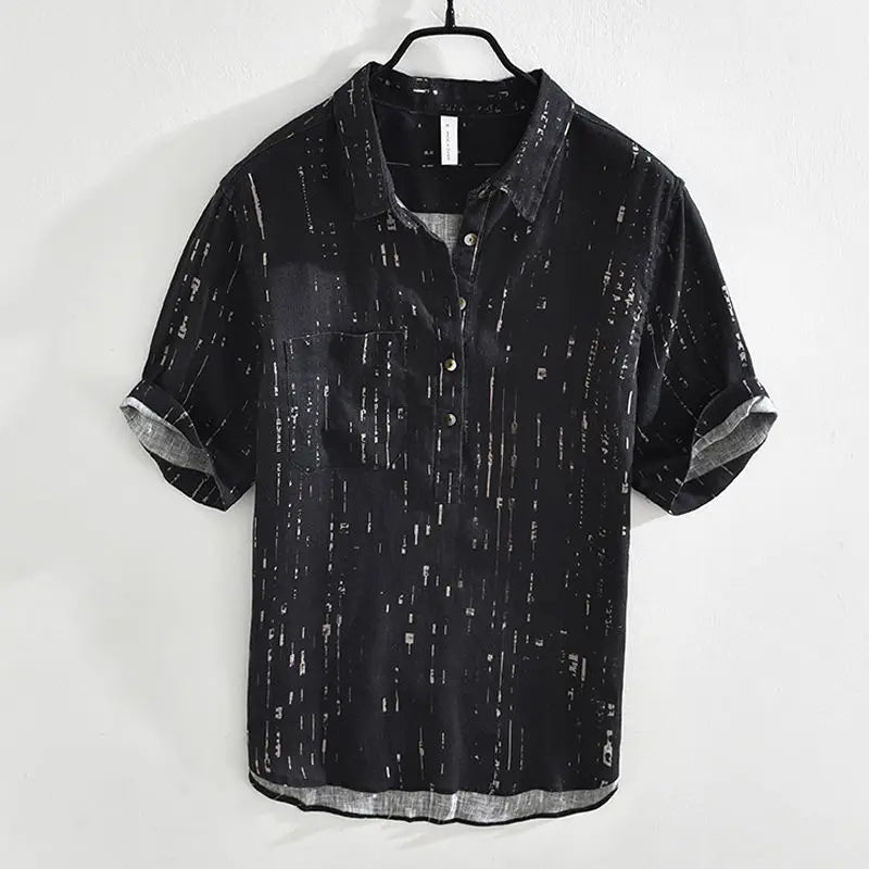 Summer Men Clothing 2025 New Fashion Casual Versatile Shirt Short-sleeved Top Loose Printed Thin (Available)