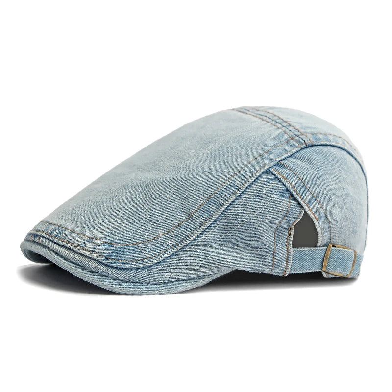 Men's Denim Beret Newsboy Hat Spring Summer Unisex Flat Cap Cabbie Driving Ivy Hats Retro Casual Baseball Cap Adjustable