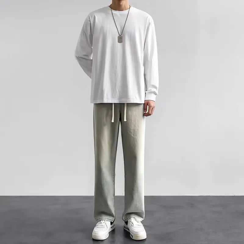 M-3XL Teenage Jeans Appear Slim and Loose Fitting Casual and Versatile Sportswear Pants Straight Leg Trendy Jeans 