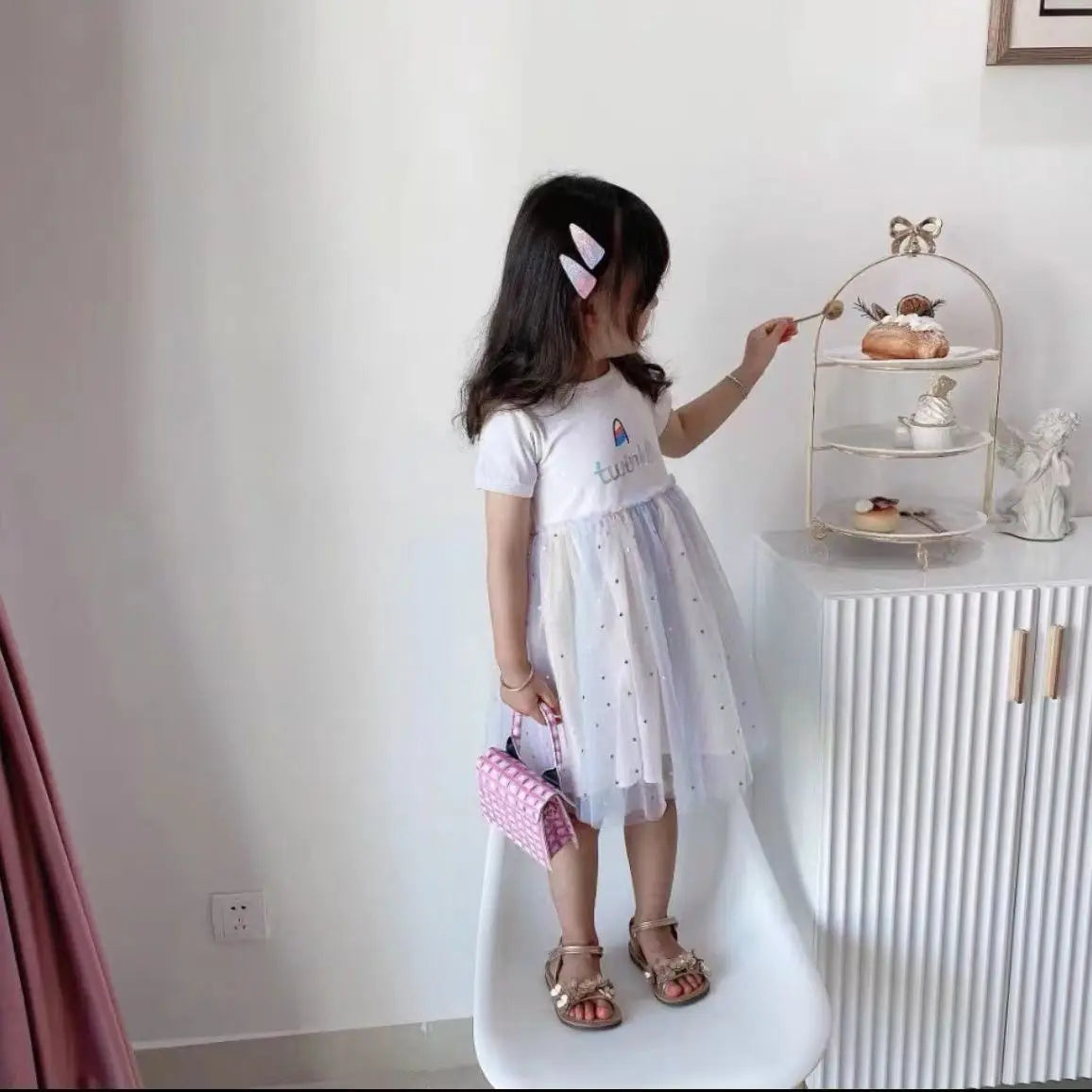 New Children's Dresses Summer Thin Baby Short-Sleeved Yankee Princess Dresses Girls Sarong Girls Skirt Girls Summer Dresses