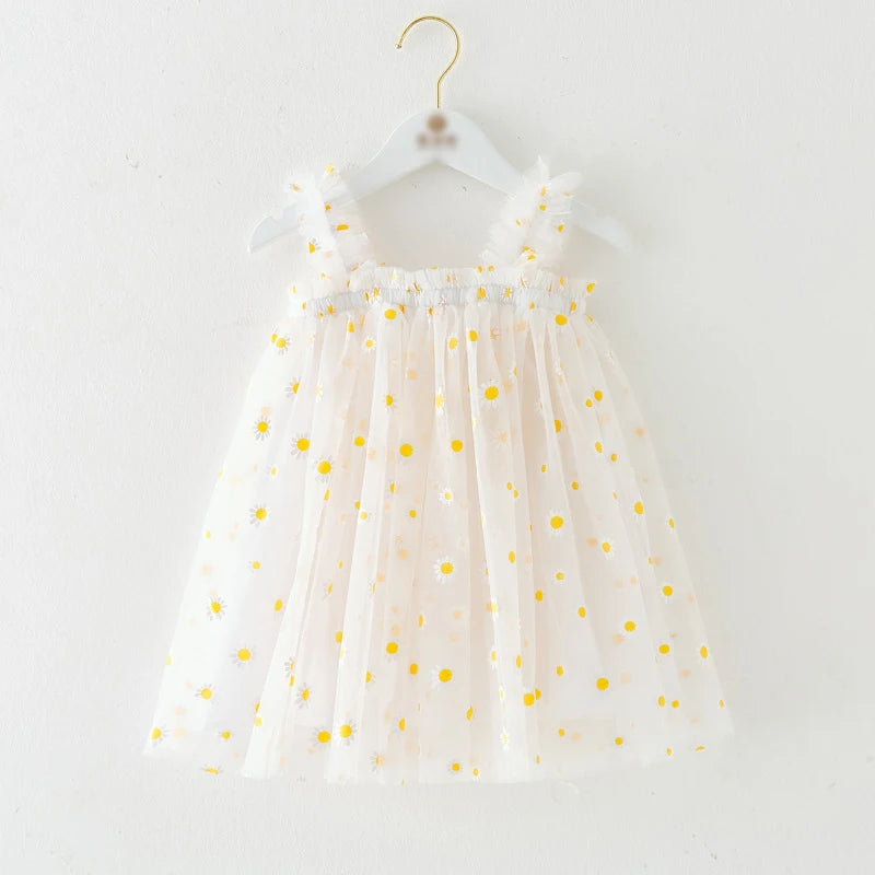 Eu's SWIND Baby Girls Summer Dresses Floral Sleeveless Birthday Party Evening Children Clothes Sweet Toddler Kids Costume