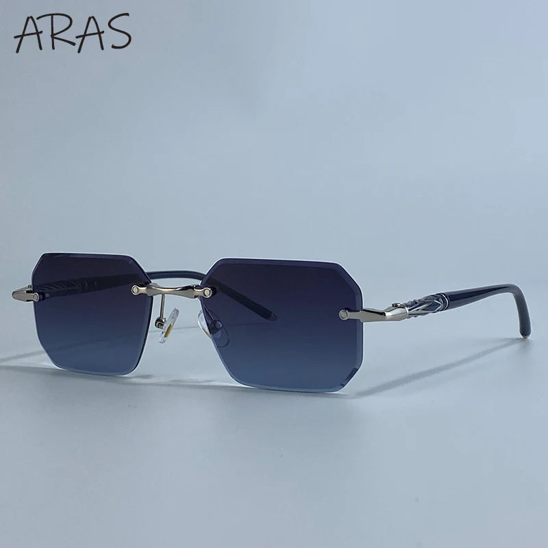 Fashion Rimless Square Sunglasses Men 2025 Luxury Brand Outdoor UV400 Sun Glasses For Male Classic Polygon Frameless Eyewear