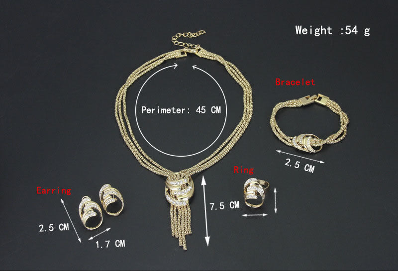 Fashion Necklace Bracelet Earrings Ring Jewelry Set (Available)