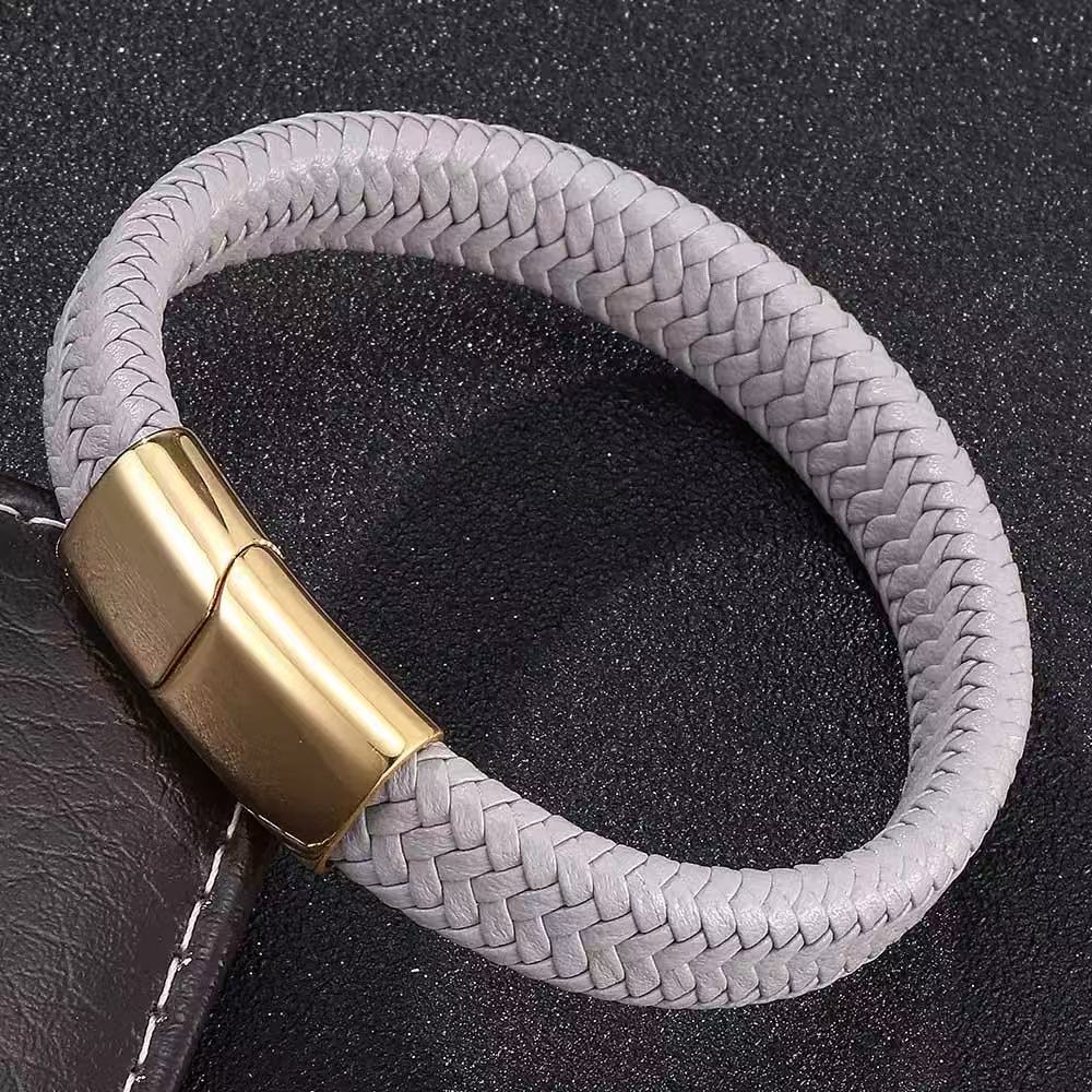Men's Leather Magnetic Buckle Bracelet (Available)