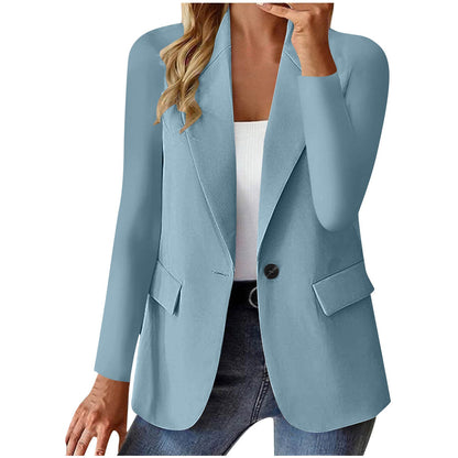 Ins Lapel Button Jacket Fashion Commuter Casual Suit Jacket Women's Long-sleeved Tops Outwear Clothing (Available)