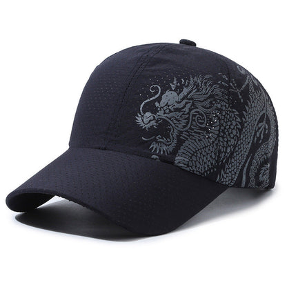 Hat Men's Chinese Style Printed Dragon Baseball Cap Polyester  (Available)
