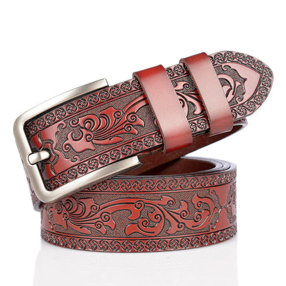 Carved Craft Men's Belt Fashion Cattlehide Leather Pant Belt   (Available)
