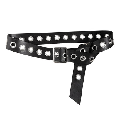 Men And Women Fashion Hollow Belt Personality Punk Style PU Soft Belt Jeans Hip Hop Accessories  (Available)