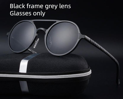 Retro Aluminum Magnesium Sunglasses Polarized Lens Vintage Eyewear Accessories Sun Glasses Driving Men Round Sunglasses
