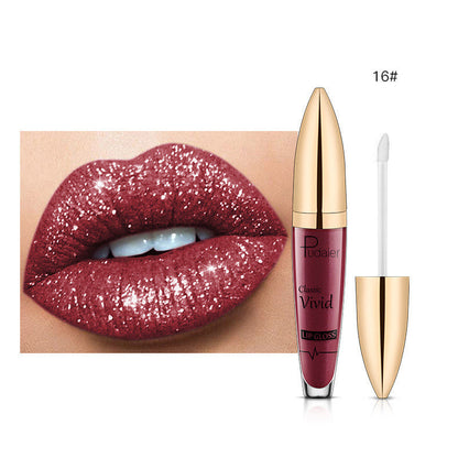 Pudaier Sip Glitter Flip Matte Shimmer Lip Gloss No Stain On Cup Diamond Lipstick (Available)