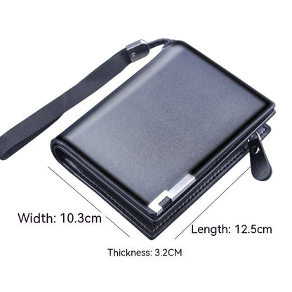 Men's Zipper Wallet Men's Large Capacity Three Fold (Available)