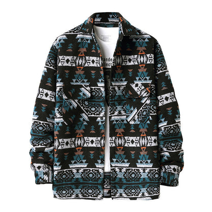 New Men's Ethnic Style Woolen Plaid Shirt Jacket (Available)