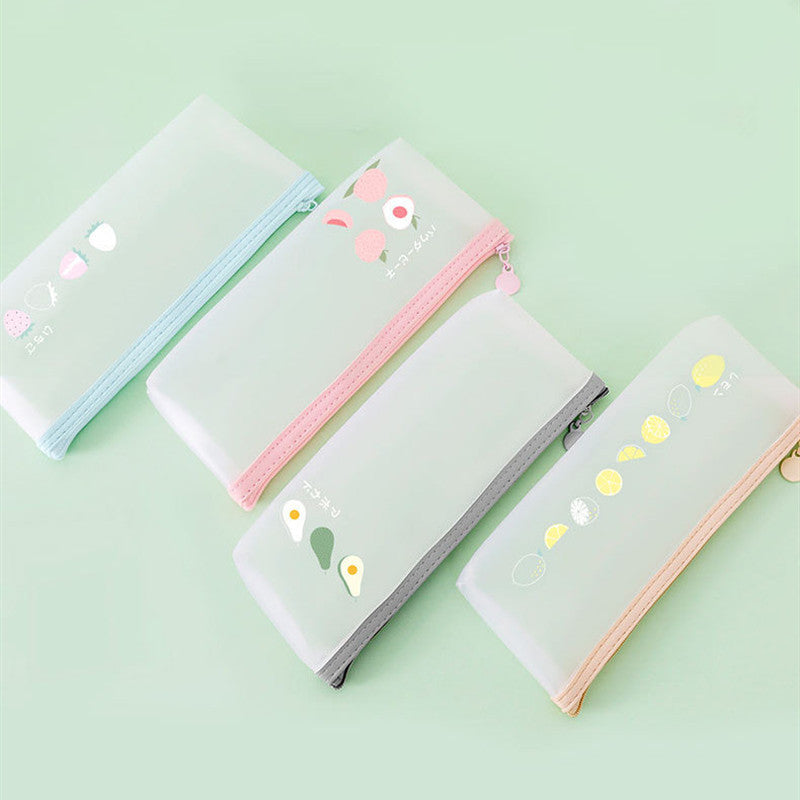 Frosted Stationery Box Student School Supplies Storage Pen Bag
