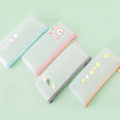 Frosted Stationery Box Student School Supplies Storage Pen Bag