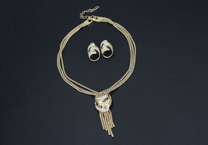 Fashion Necklace Bracelet Earrings Ring Jewelry Set  (Available)