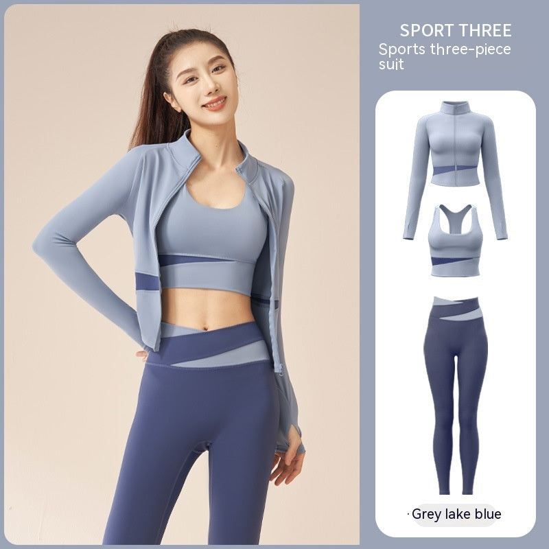 Women's Jacket Trousers Bra Yoga Workout Clothes