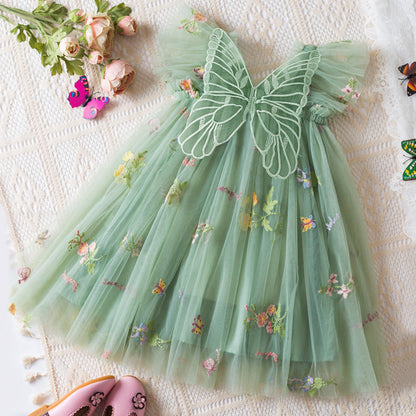 Korean Flower Embroidery Girls' Chiffon Skirt (Available)