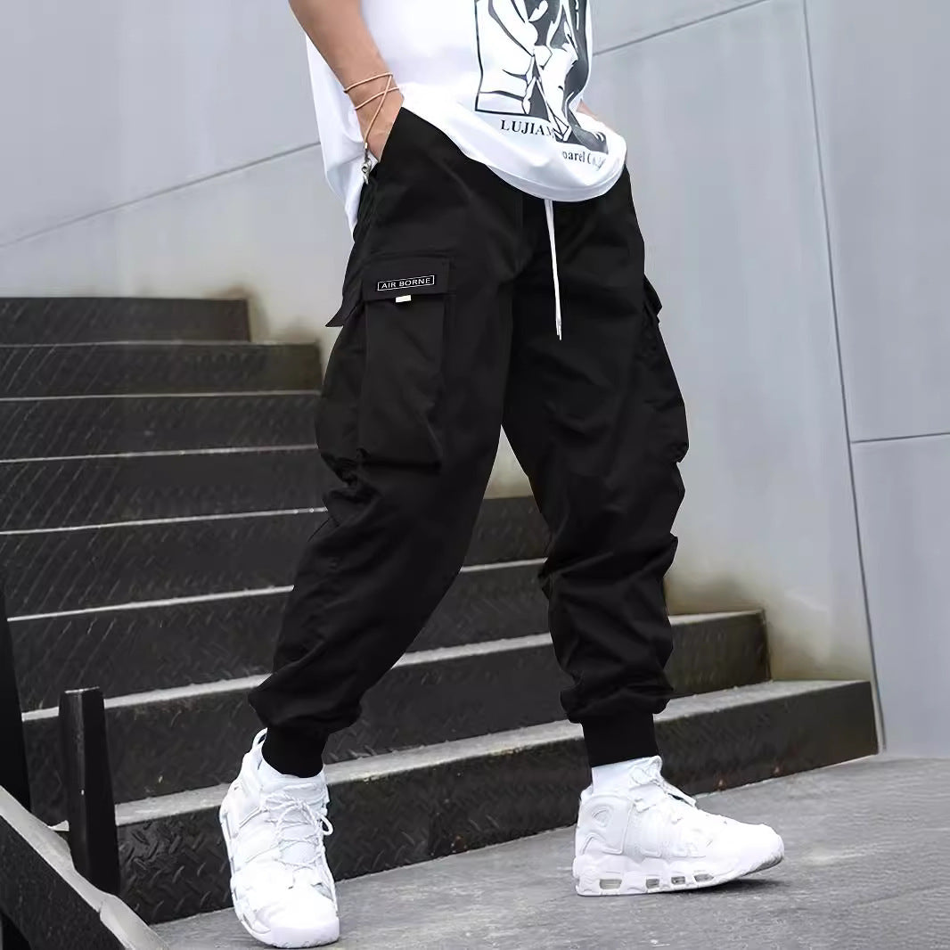 Multi-pocket Cargo Pants Men's Casual Hip-Hop Drawstring Trousers Outdoor Streetwear Sports Pant (Available)