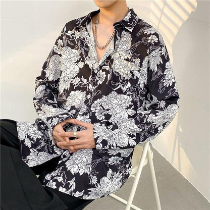 Mens Temperament Fashion Casual Printed Shirt  (Available)