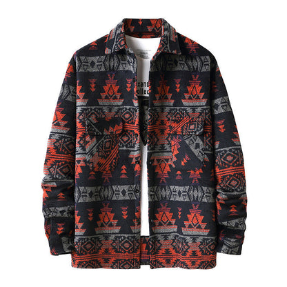 New Men's Ethnic Style Woolen Plaid Shirt Jacket (Available)