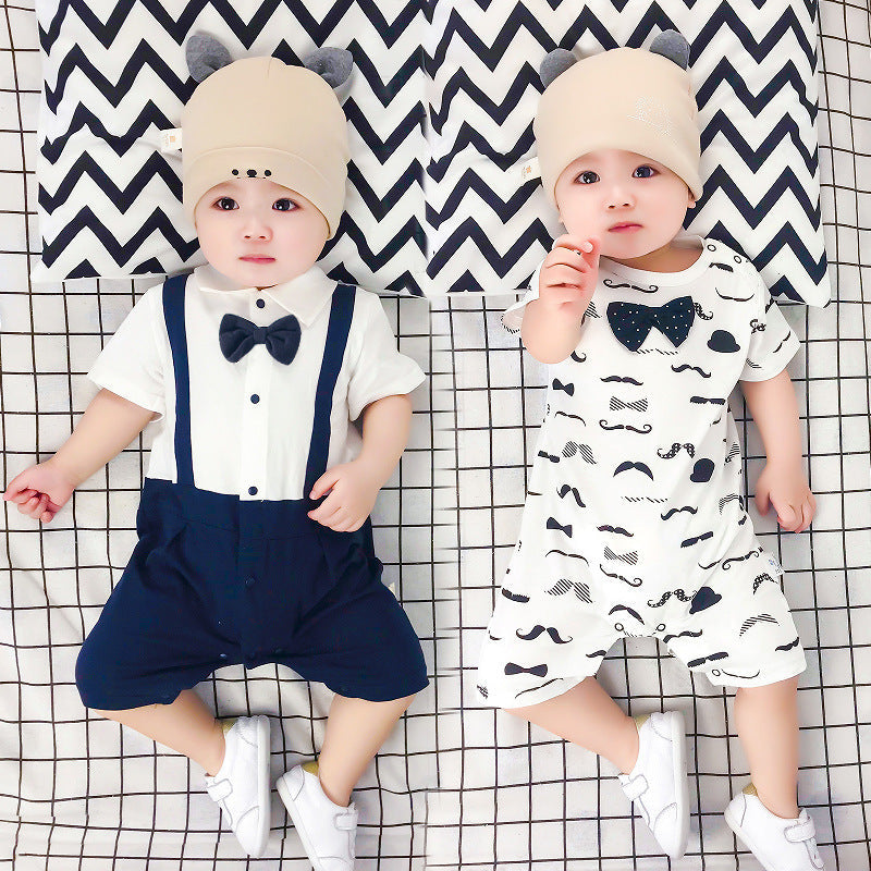 Baby bow gentleman climbing suit  (Available)