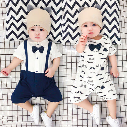 Baby bow gentleman climbing suit  (Available)