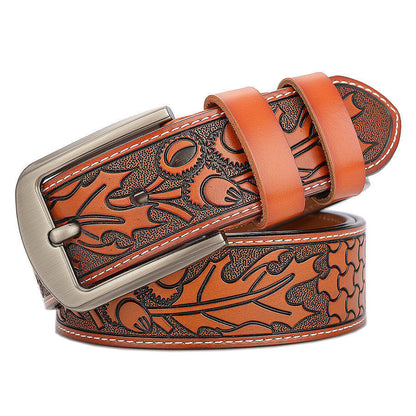 Carved Craft Men's Belt Fashion Cattlehide Leather Pant Belt   (Available)
