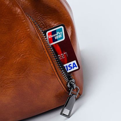 Oil wax leather women bag