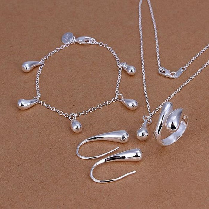 4-piece set of bracelet, necklace, earrings, ring (Available)