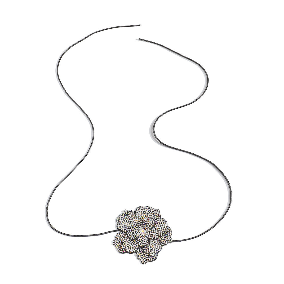 Vintage Full Diamond Chocker Camellia Necklace Wax Line Lace-up Bracelet  (Available)