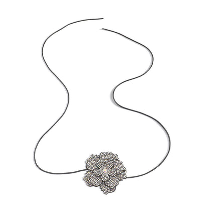Vintage Full Diamond Chocker Camellia Necklace Wax Line Lace-up Bracelet  (Available)
