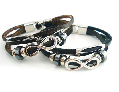 PH18 direct sales Europe and the United States neutral non-mainstream leather retro men's leather bracelet bracelet 8 word unlimited symbol (Available)