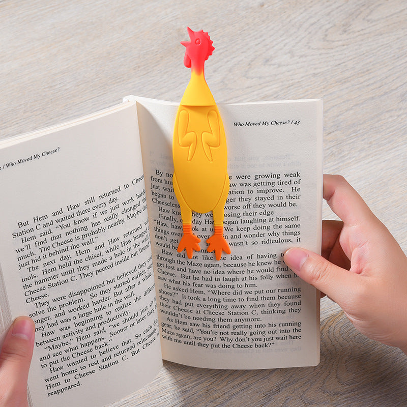 Creative Silicone Screaming Chicken Reading Bookmark   (Available)