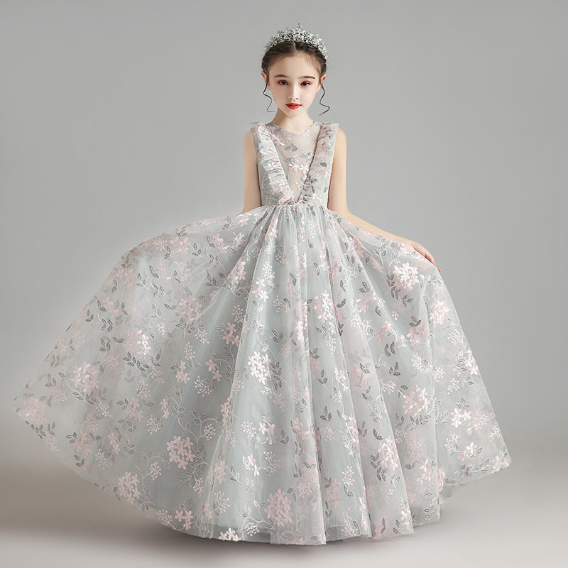 Children'S Model Show Piano Dress Girl Princess Dress Foreign Style Shaggy Yarn Little Girl Host Performance Dress Summer (Available)