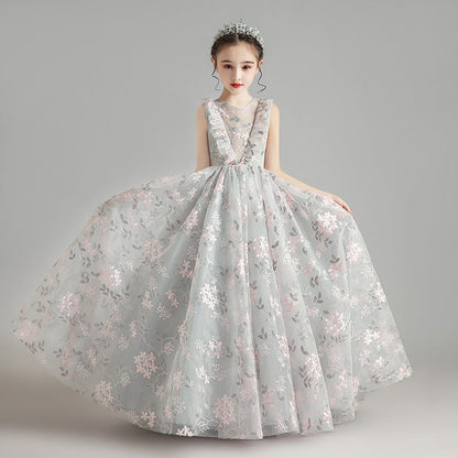 Children'S Model Show Piano Dress Girl Princess Dress Foreign Style Shaggy Yarn Little Girl Host Performance Dress Summer (Available)