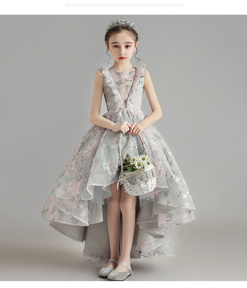 Children'S Model Show Piano Dress Girl Princess Dress Foreign Style Shaggy Yarn Little Girl Host Performance Dress Summer (Available)