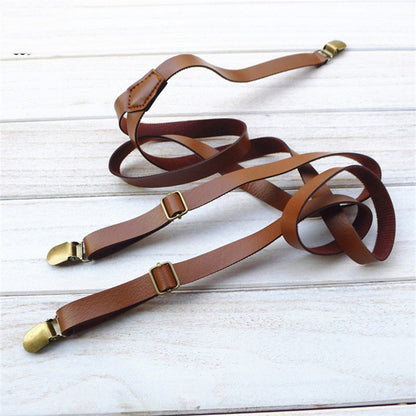 Men's And Women's Universal Strap Clip Female British Simple Faux Leather Strap Thin Suspender Strap Hipster (Available)